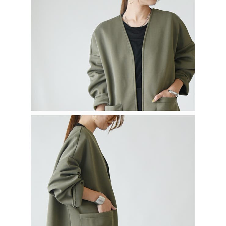 ノーカラージャケット アウター ジャケット[品番：ZX000006343]｜and