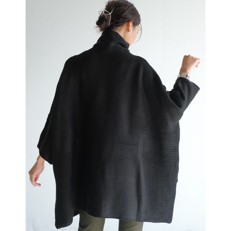 着映えする大人の洗練ニット！タートルネックニットポンチョ[品番