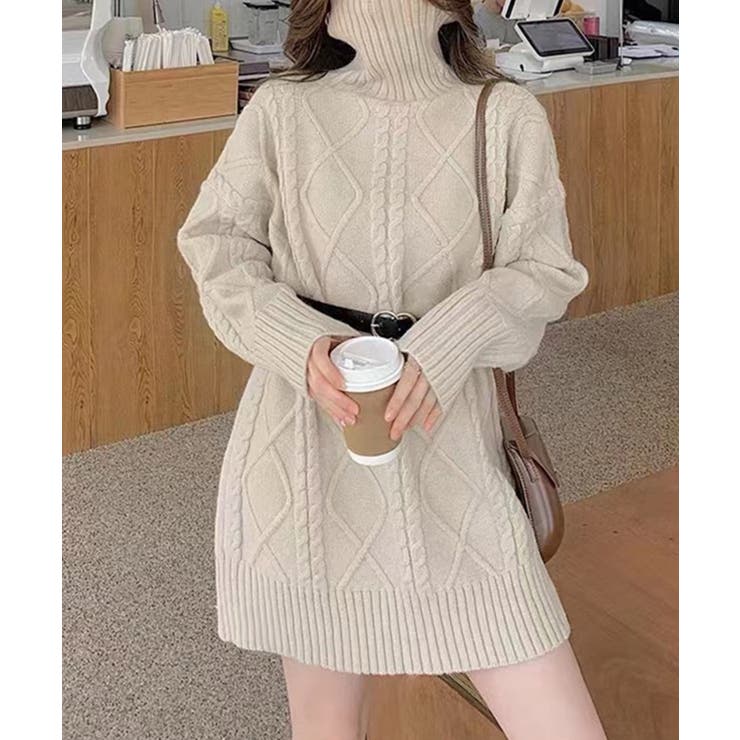 ケーブルニットミニ丈ワンピース【AW】[品番：XT000009783]｜aimoha