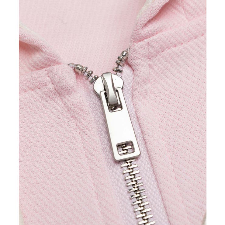 HOOK】for girls バイカラー刺繍ジップパーカー[品番：XT000012586