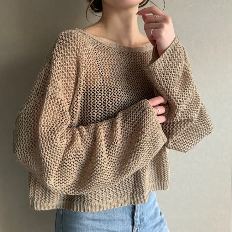 バックオープンメッシュニット[品番：AMTW0010425]｜JUNOAH（ジュノア