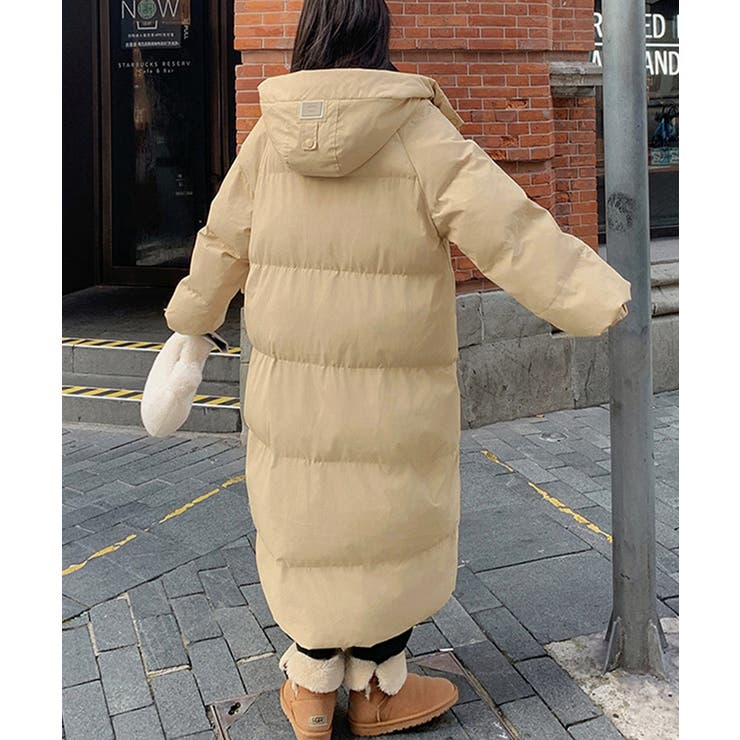フェイクダウンコート中綿入りロングコート[品番：AGCW0005977