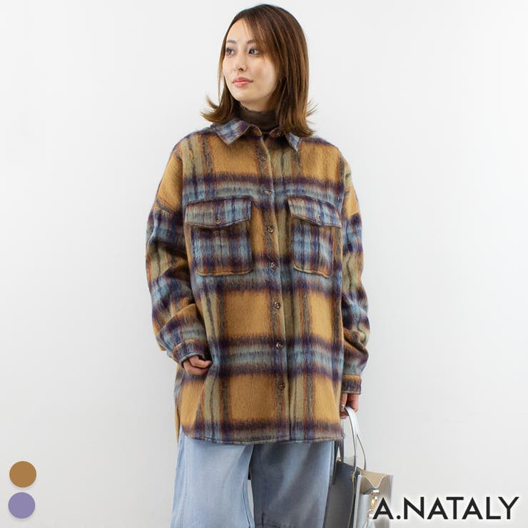 シャギーチェックシャツジャケット[品番：ACTW0004297]｜A.NATALY