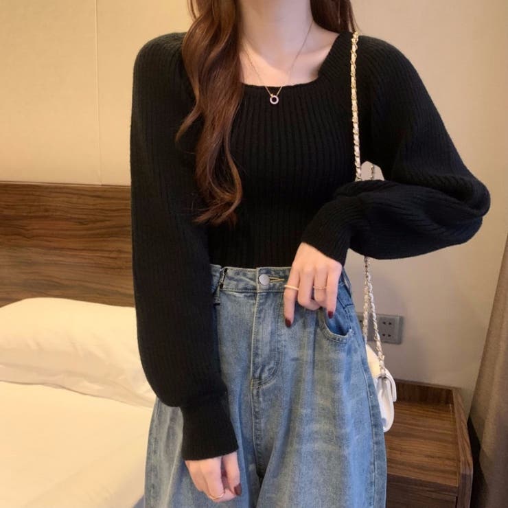 スクエアネック トップス Uネック[品番：BSRW0000765]｜Beststore