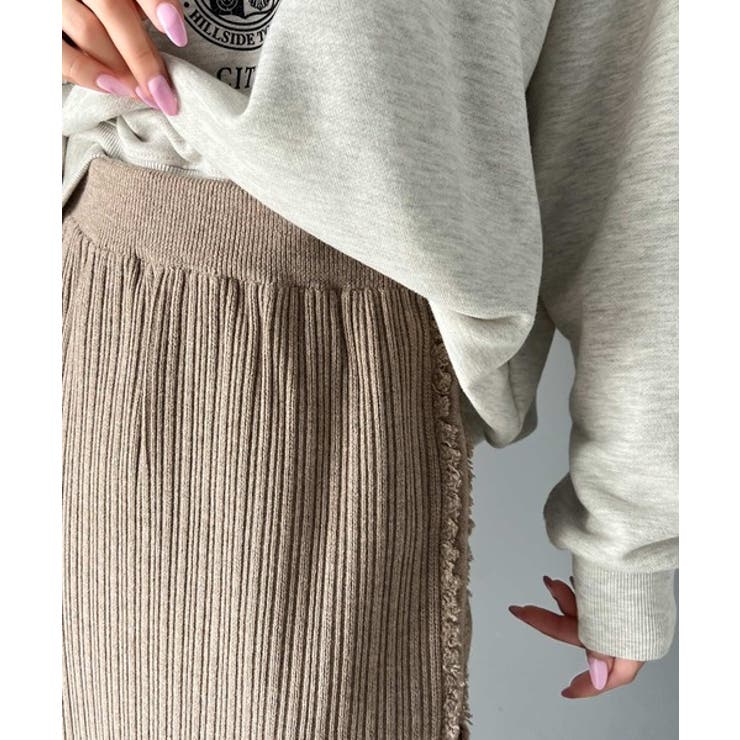 mily bilet】カジュアルに可愛く！サイドフリンジメランジニット