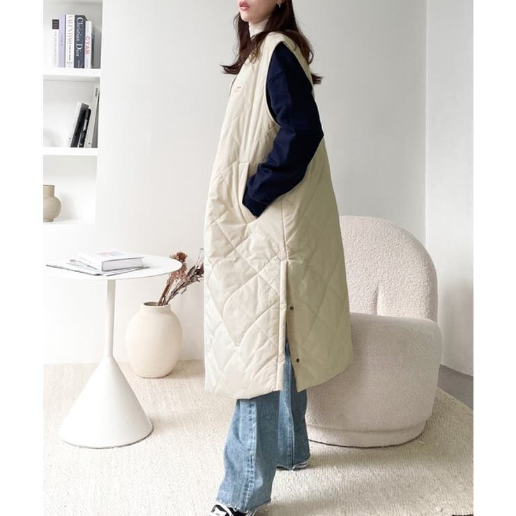 JaVa ジャバコラボ》お洒落偏差値UP!中綿キルティングロングベスト