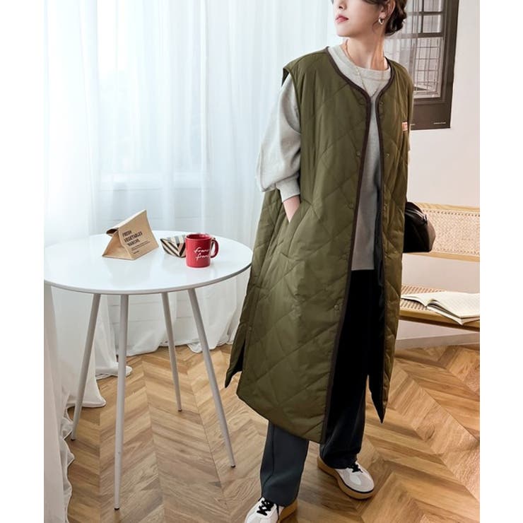 JaVa ジャバコラボ》お洒落偏差値UP!中綿キルティングロングベスト