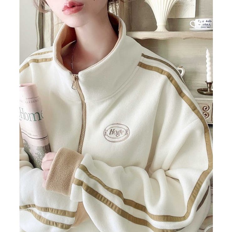 JaVa ジャバコラボ》旬なレトロスポーツ。刺繍フリースアノラック