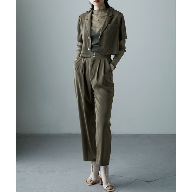 etoll エトル 3piecesジャケット＆パンツセットアップドレス[品番