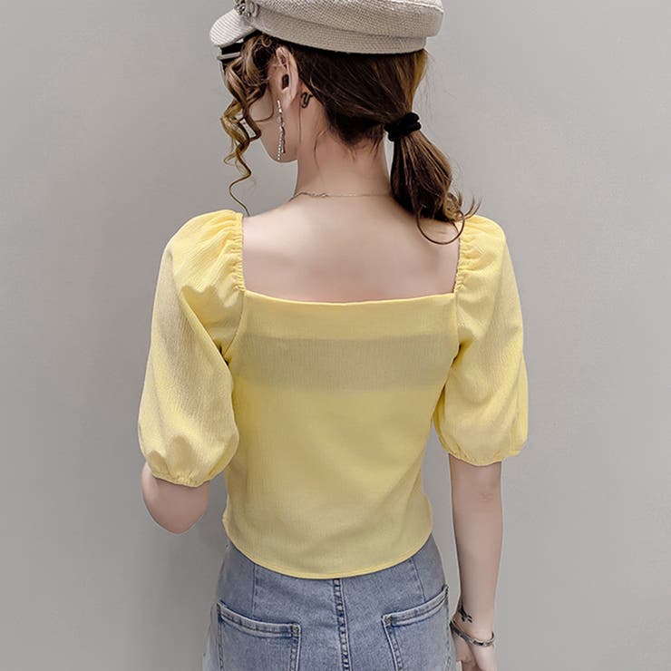 パフスリーブトップス 2WAY オフショルダー[品番：NETW0000653]｜Riff