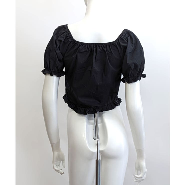 シャーリングトップス 半袖 フリル[品番：NETW0001921]｜Riff（リフ