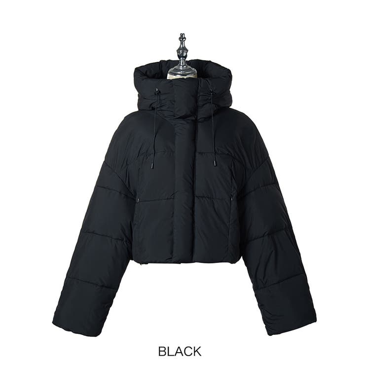 ドローコードフード中綿ジャンパー アウター ジャケット レーディス