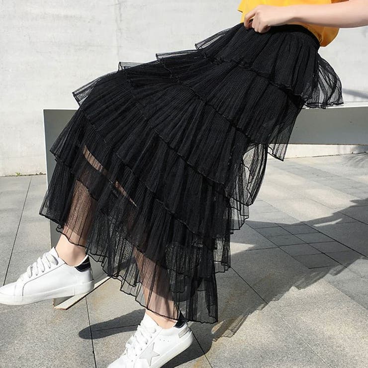 チュールAライン ロング丈スカート[品番：SHNW0011714]｜Achic