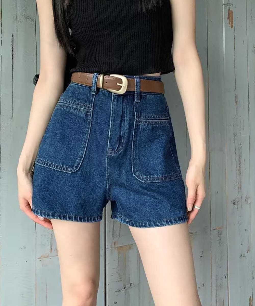 デニムショートパンツ ハイウエスト美脚夏[品番：AGCW0006894