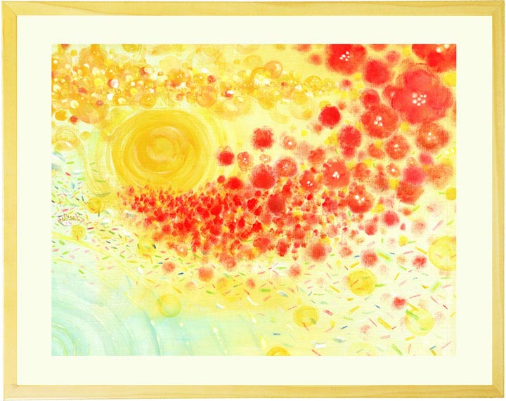 始日夕陽】抽象アクリル絵画 2点セット 絵画 インテリア ホテル 風水