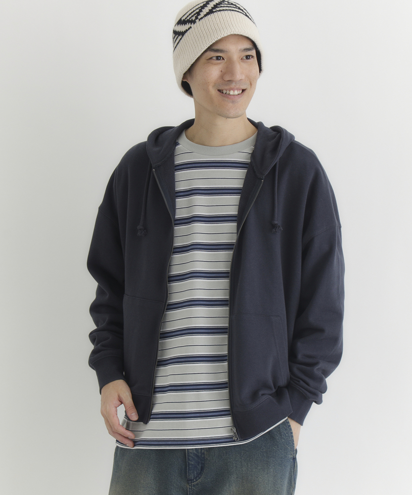 サッと羽織れる】スウェットジップパーカー(M ネイビー): トップス