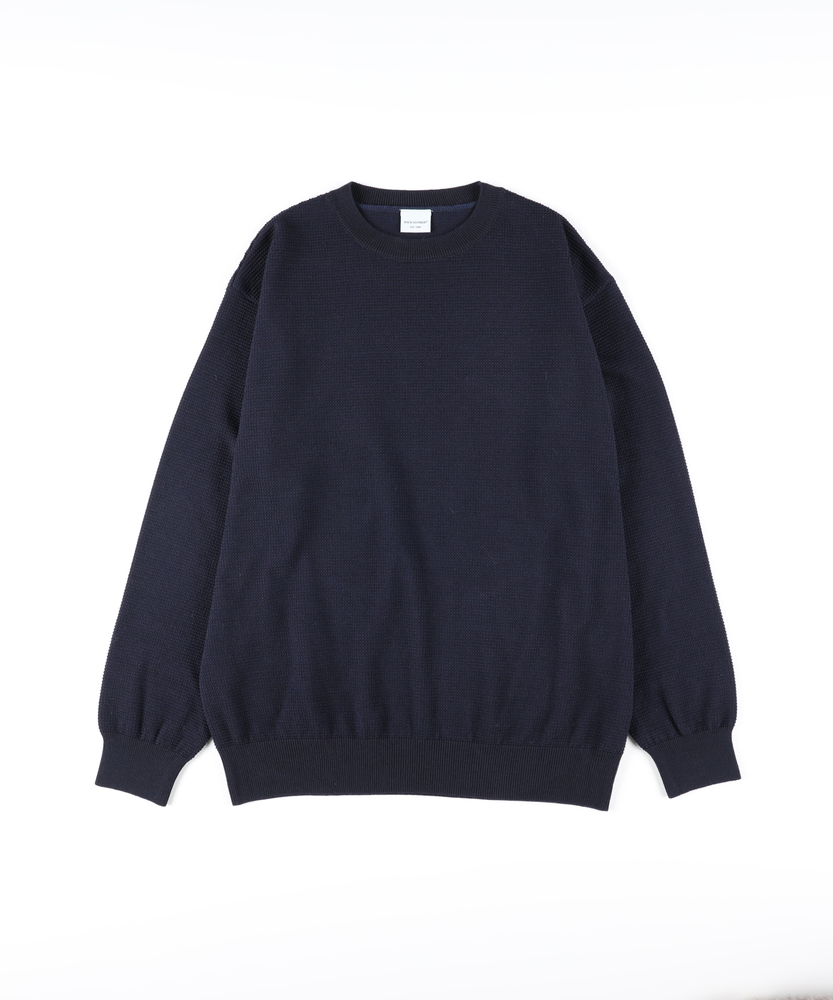 日本製ワッフルクルーネックセーター(S ネイビー): トップス｜Right-on