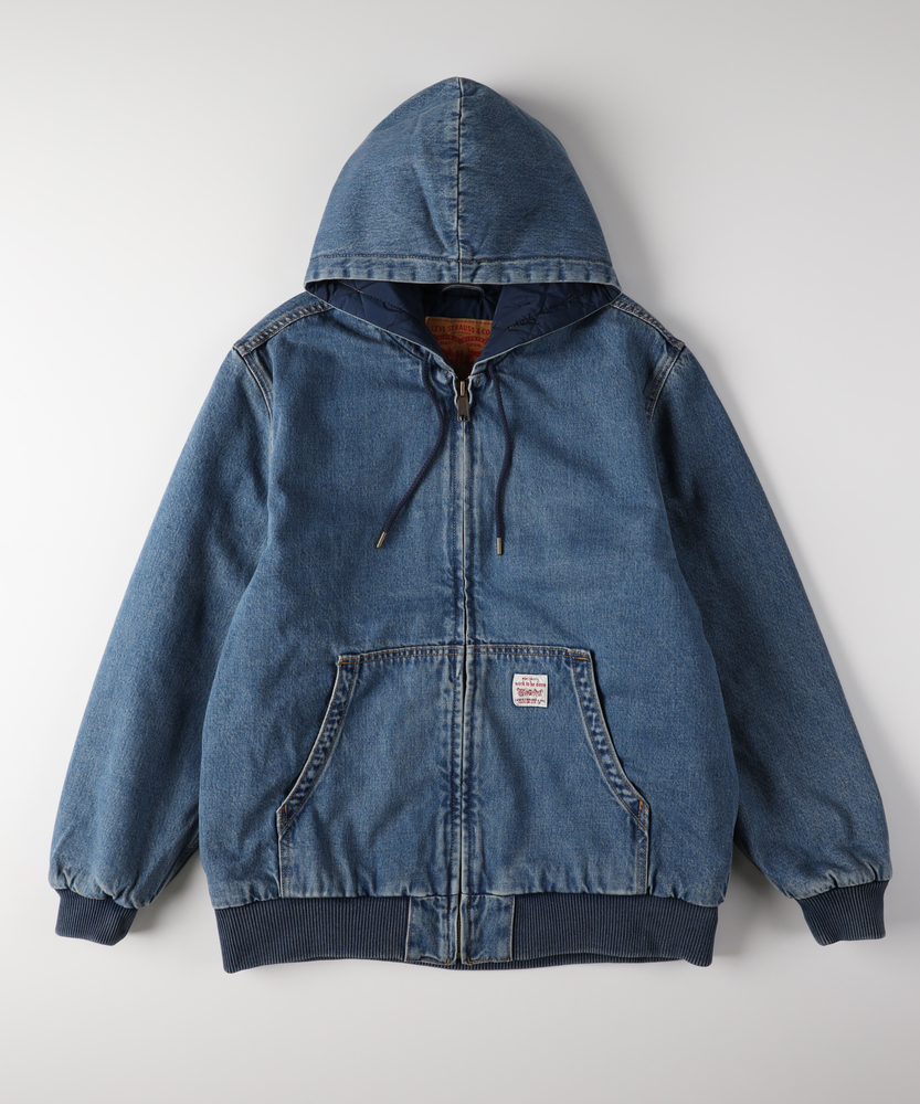 WORKWEAR」デニムフードジャケット(M 中濃加工色): ジャケット