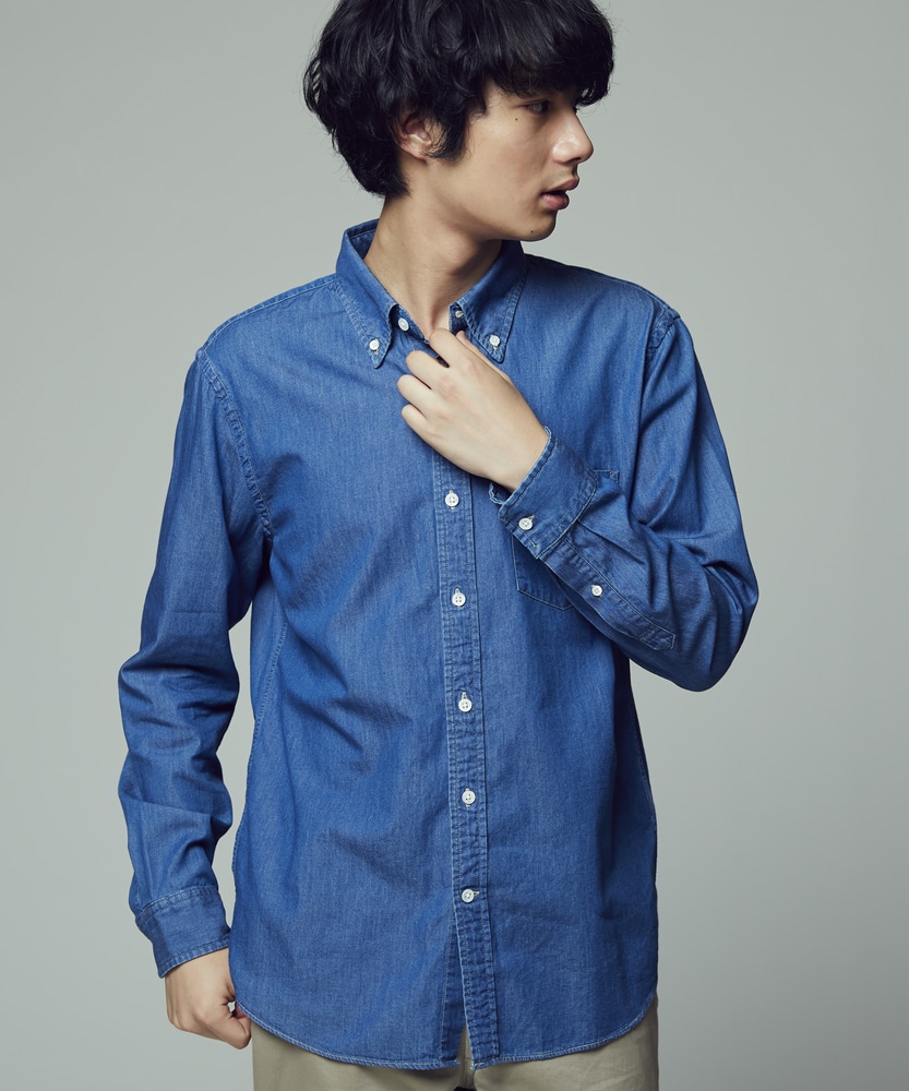 デニムボタンダウンシャツ メンズ(S 中濃色): トップス｜Right-on公式