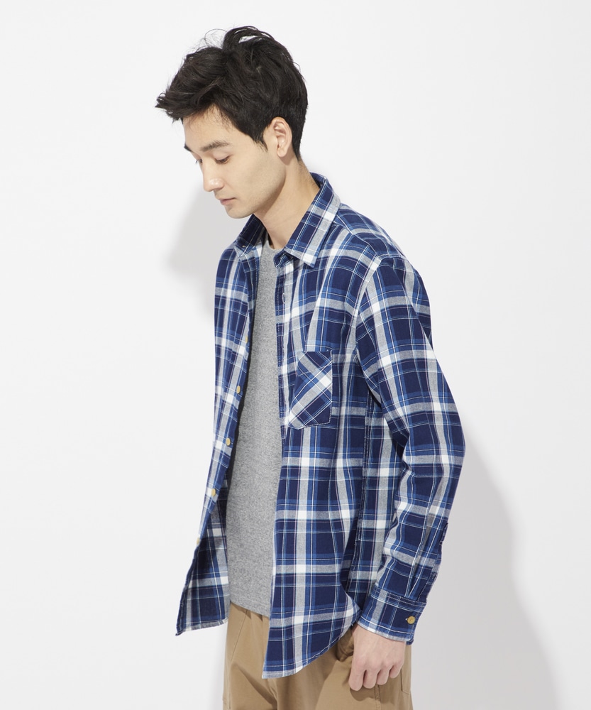 インディゴチェックシャツ メンズ(M レッド): トップス｜Right-on公式