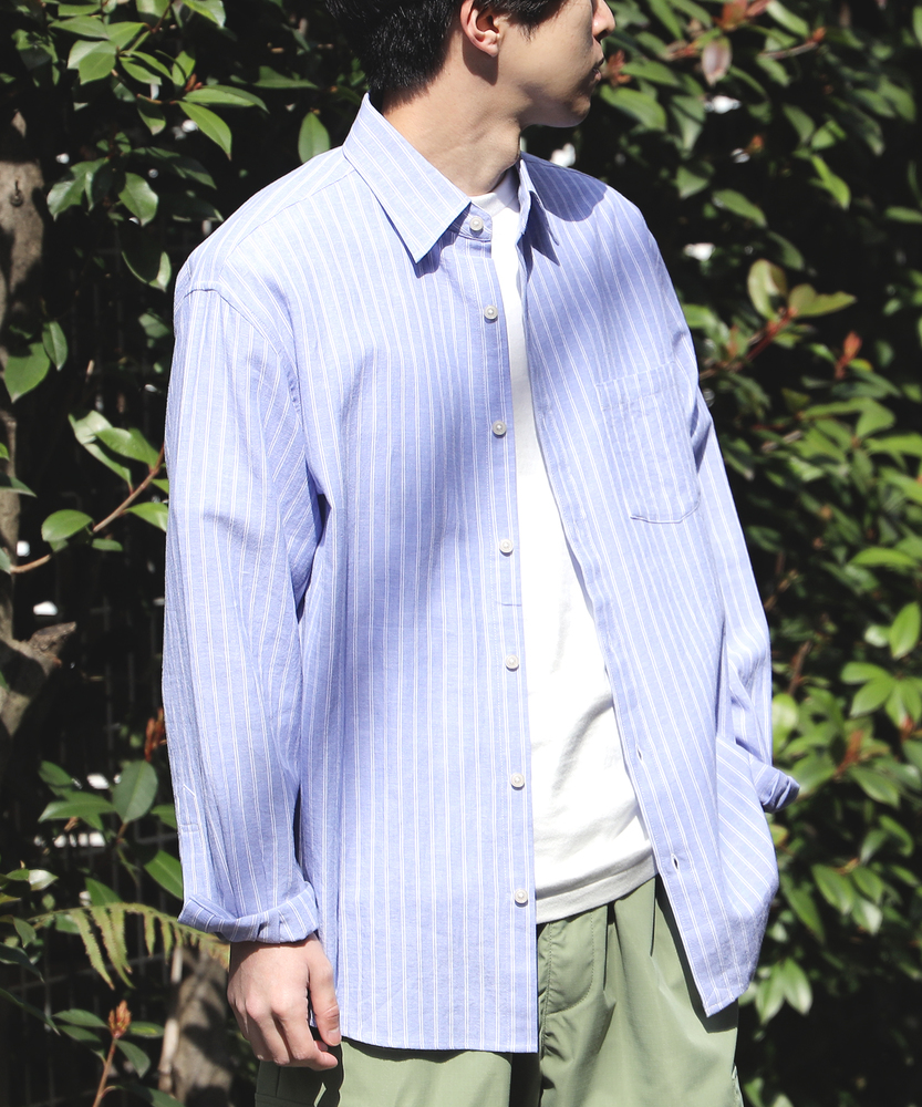 綿麻ストライプシャツ(S ネイビー): トップス｜Right-on公式オンライン