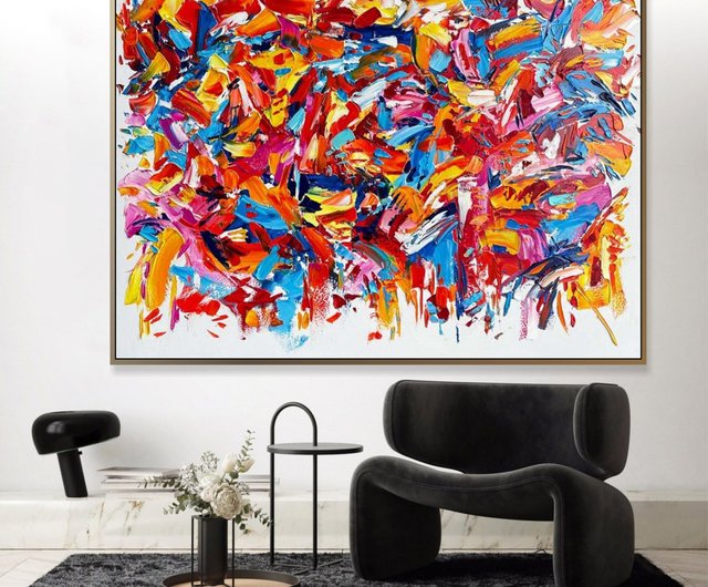 送料無料】スペイン キャンバスに描かれた抽象画、オリジナルの