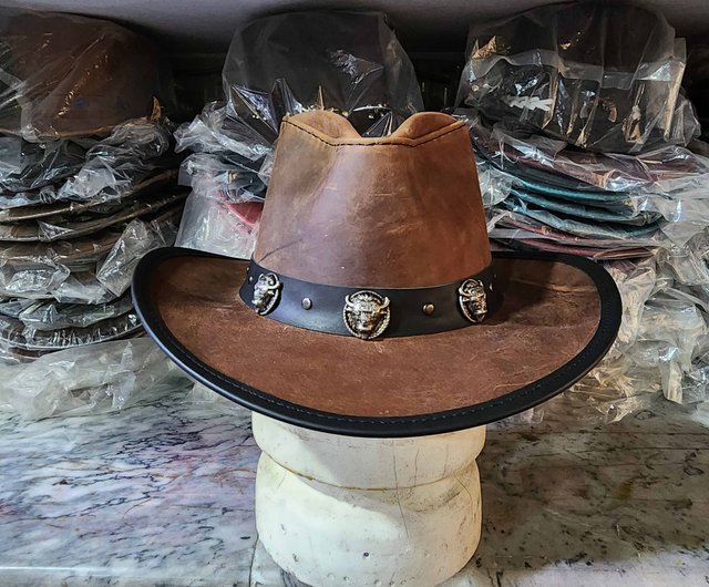 送料無料】パキスタン サイクロン ウエスタン ブラウン レザー