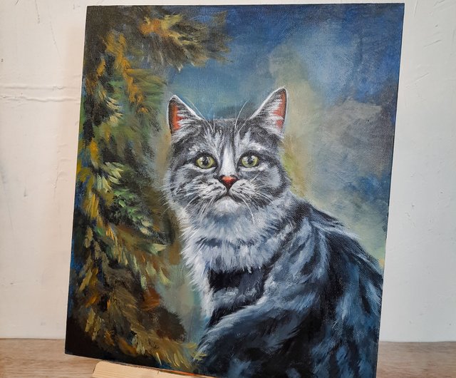 送料無料】ロシア 猫の肖像画 オリジナルアクリル画 動物画 トラ猫