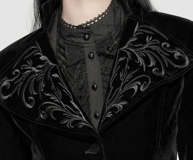 台湾 ゴシック宮廷魔術師精緻刺繍ジャケット - レッド / ブラック PUNK