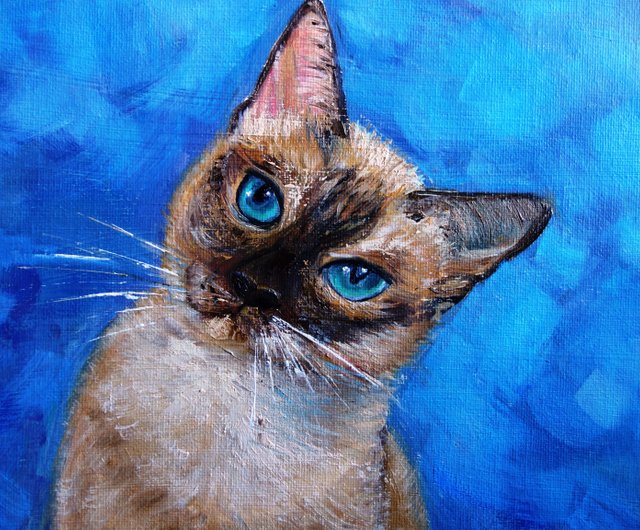 ロシア シャム猫絵画油絵動物ペットオリジナルアート動物アートワーク