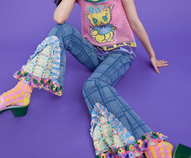 チェック柄ハイウエストデニムフレアパンツ/ Oshicoco紹介商品 / 推し