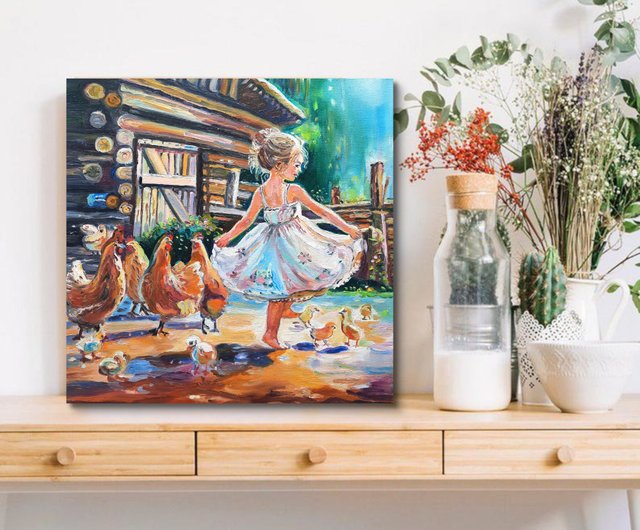 送料無料】ロシア 原創畫 田舎の少女 絵画 オリジナルアート 油絵