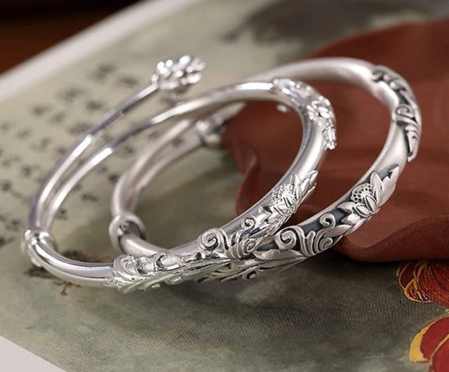 送料無料 25%OFF】タイ 100% リアル 999 純銀 バングル 女性用 タイ
