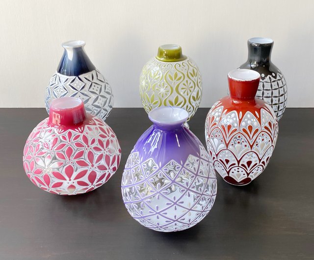 吹きガラスの花器 紫格子 Shizuka Miura | 花瓶・植木鉢 - Pinkoi