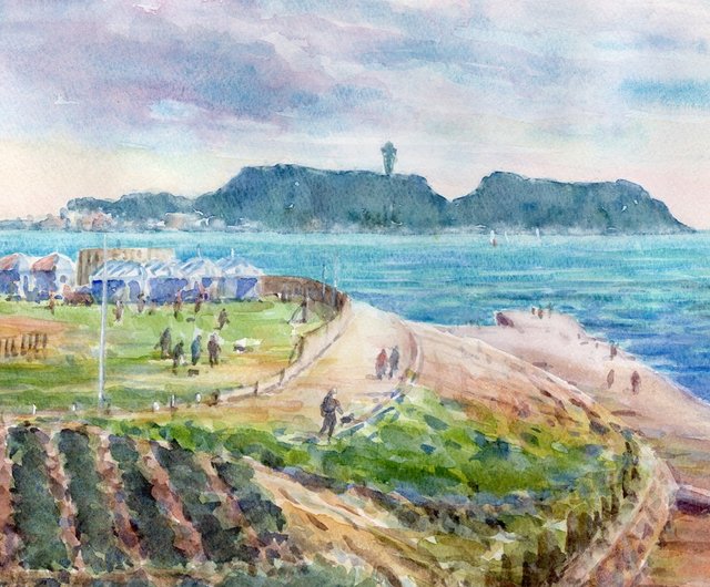送料無料】水彩画原画 江の島・湘南海岸公園 松下勝明 - Pinkoi