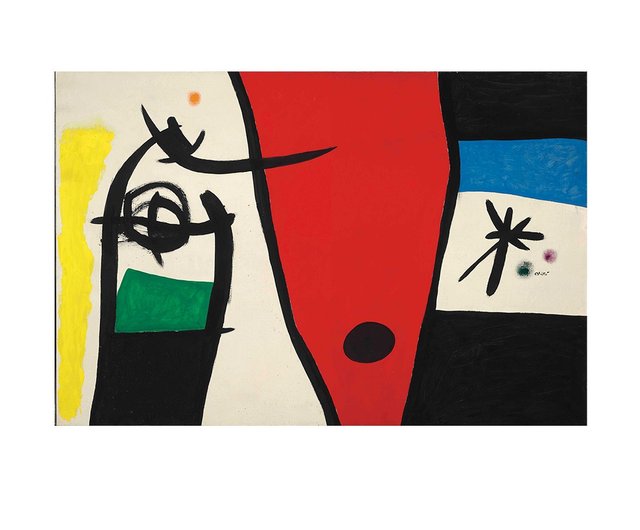 送料無料】台湾 【美術掛絵画】ジョアン・ミロ Miro 〜夜の女と鳥の声