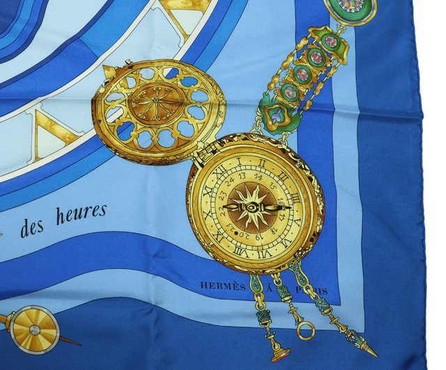 エルメス カレ 90 時の輪舞 ブルー スカーフ - 01264 Fingertips