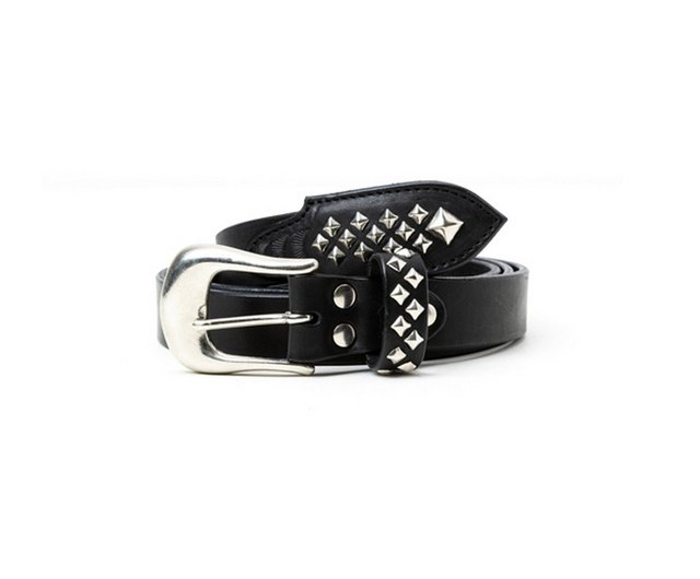 送料無料 20%OFF】台湾 Calee Studs Leather Narrow Belt シルバー