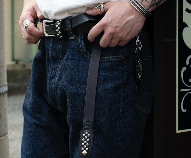 送料無料 20%OFF】台湾 Calee Studs Leather Narrow Belt シルバー