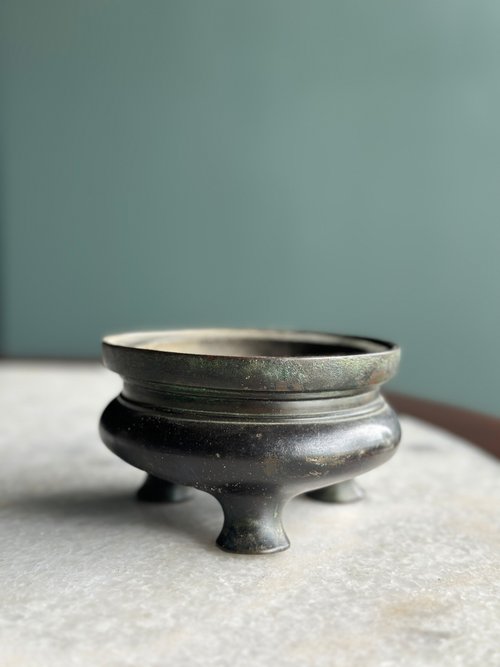 日本帶回老件鬲式宣德銅爐底款大明宣德年製豊華vintage｜香氛蠟燭/燭台