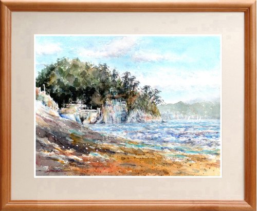 送料無料】水彩画風景画 鎌倉・稲村ヶ崎海岸 松下勝明 - Pinkoi