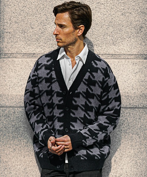 SOMEDIFF | 【SOMEDIFF】モヘアタッチ総柄カーディガン メンズ ルーズ