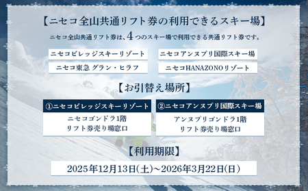 ニセコ全山共通リフト券（All Mt.Pass）1日券（3枚）ニセコアンヌプリ