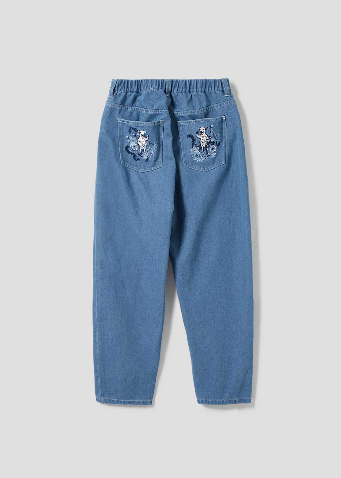 フラワーカンフーラムチョップ｜ルーズフィットデニムパンツ｜ユニ