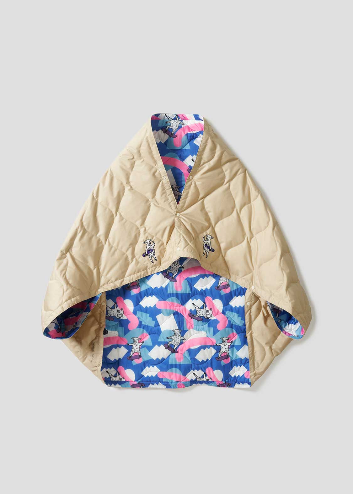 ラムチョップスケート(TAION)｜ダウンポンチョブランケット｜グラニフ