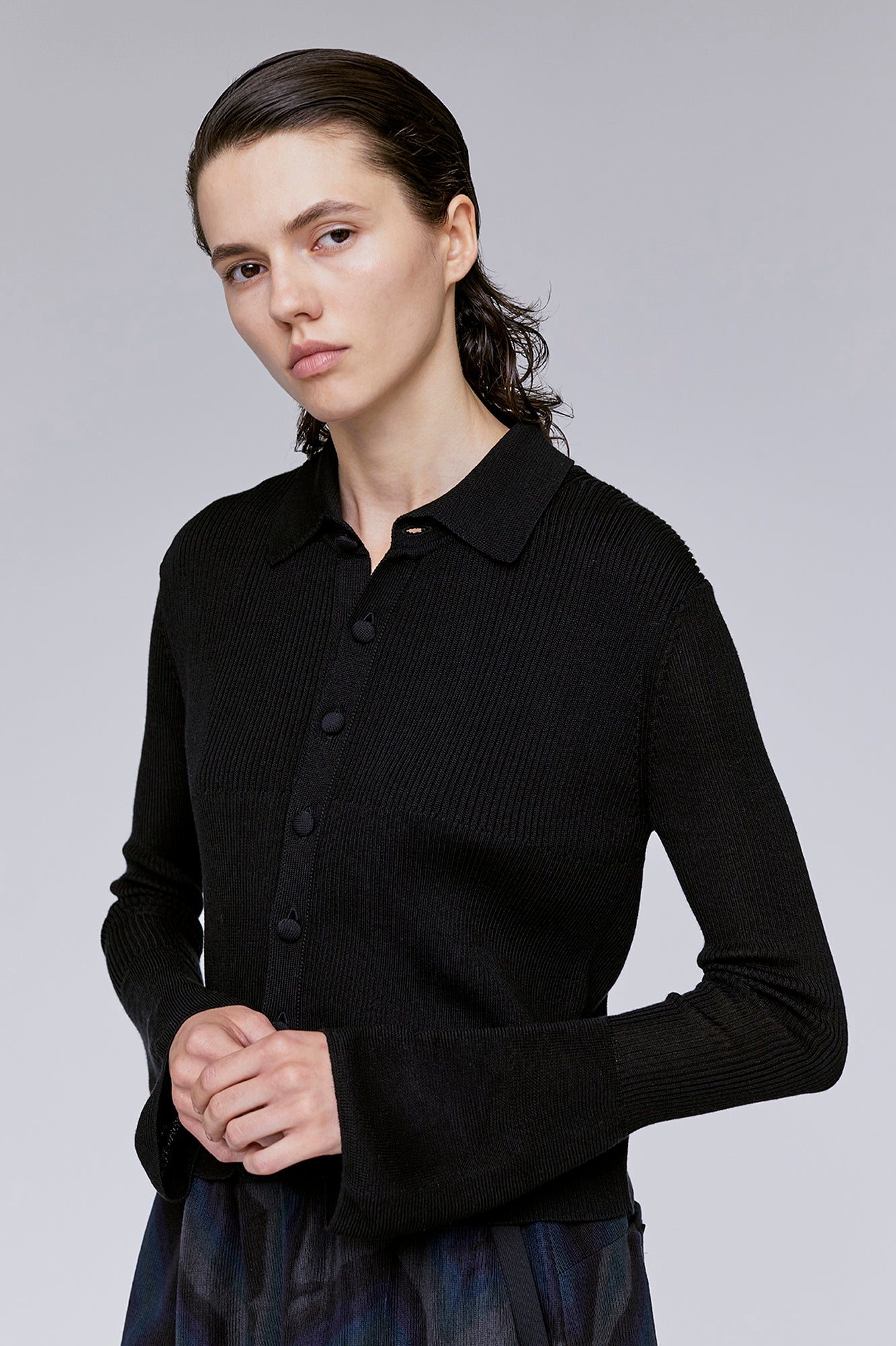 SILK CROPPED SHIRT CARDIGAN