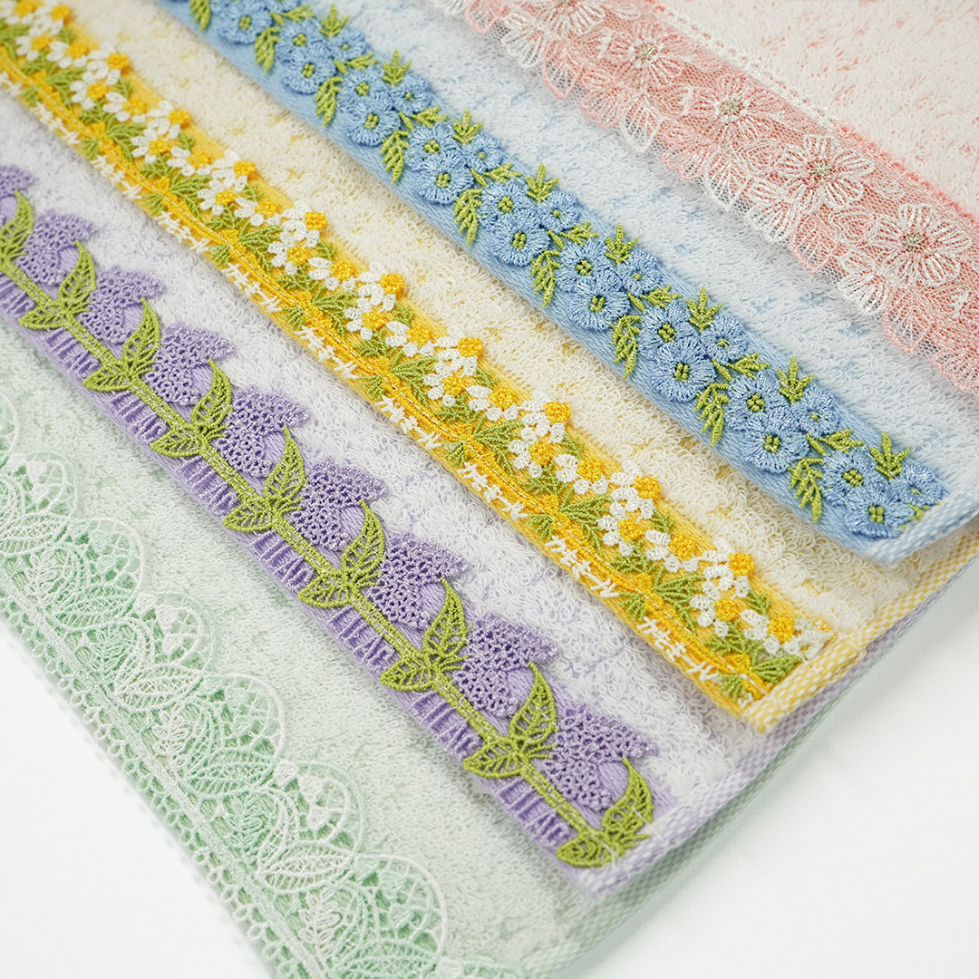 ハッピーレースフェイスタオル／鈴蘭（グリーン） | 横浜元町 近沢レース店