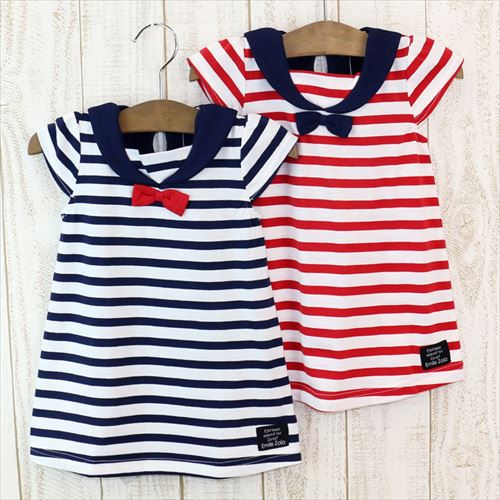 ボーダーマリン半袖ワンピース｜子供服・ベビー服の通販 chil2