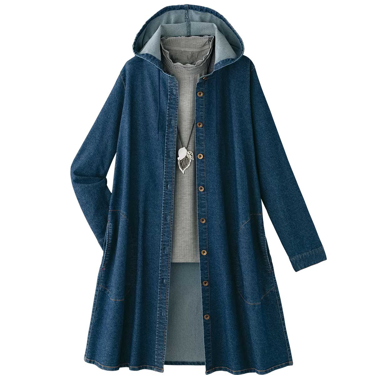 公式】 フード付デニムロング ジャケット (ファッション) 商品詳細