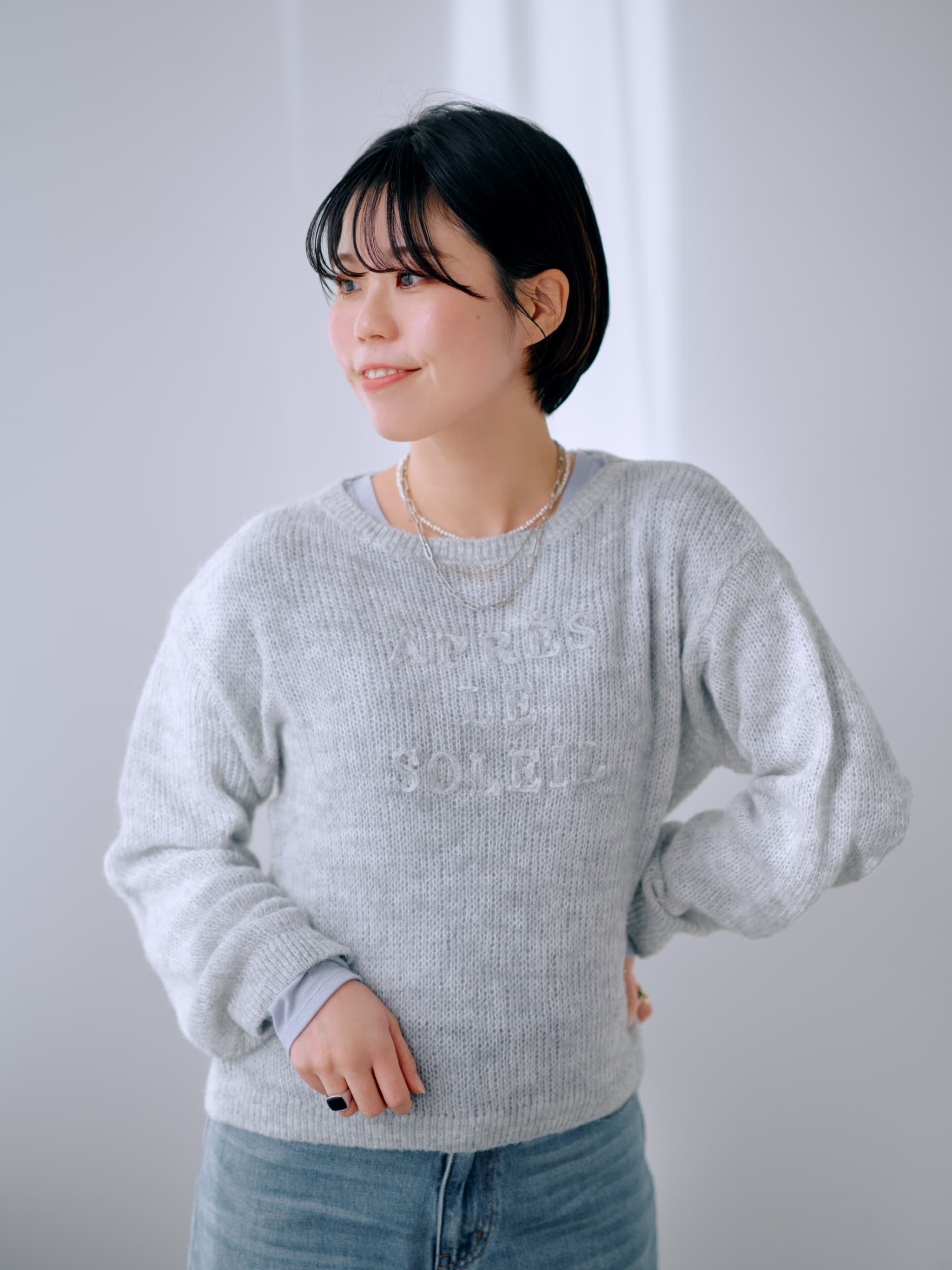 シアーエンブロイダリーニット | 小柄・低身長女性向けファッション